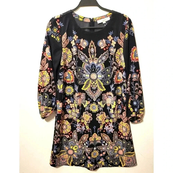Ann Taylor Loft Black Floral Print Tunic Dress - Picture 1 of 8